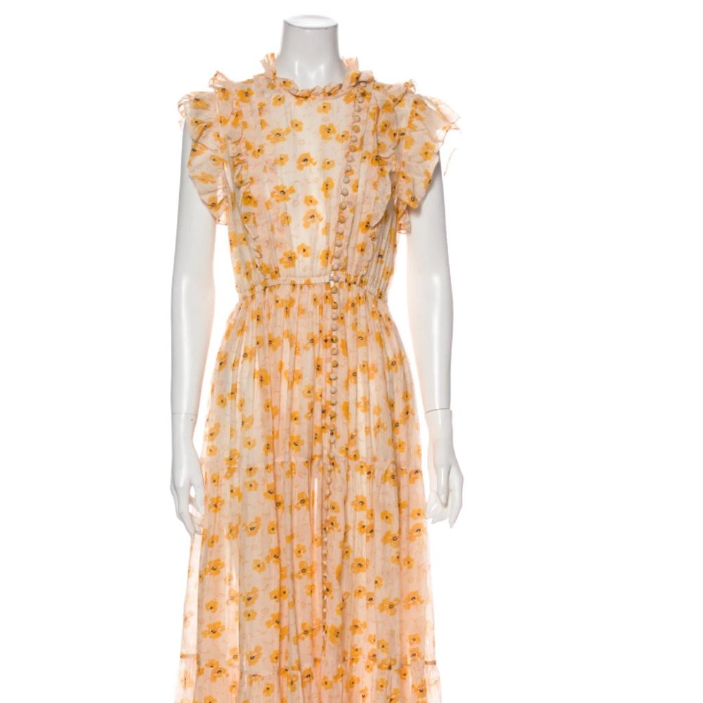 DÔEN - Floral Print Long Dress in Yellow